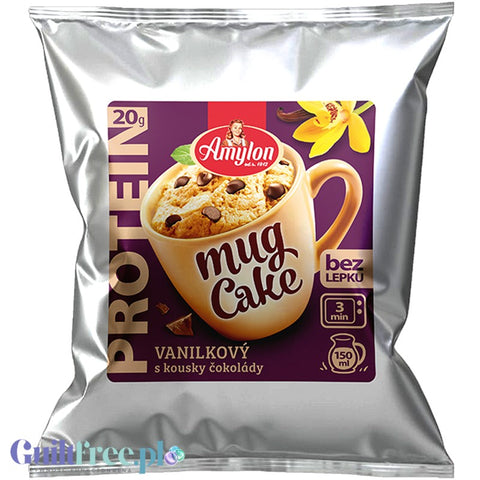 Amylon Mug Cake - protein vanilla cake with chocolate chunks from a 26g protein mug