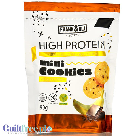 Frank & Oli Active High Protein Mini Cookies, Czekolada & Banan - Ciasteczka wysokoproteinowe bez cukru