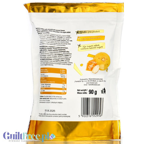 Frank & Oli Vital Keto Mini Cookies, Solony Karmel, Kokos & Migdały - wegańskie miękkie ciasteczka bez dodatku cukru