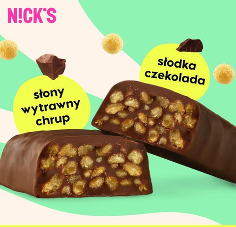 Nicks N!ck's Choco Crush - chocolate bar with salted crisps without added sugar 158kcal