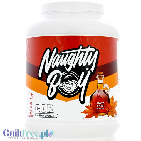 Naughty Boy Cream Of Rice Maple Syrup 2kg - kleik ryżowy bez cukru, regeneracyjny posiłek treningowy, Syrop Klonowy