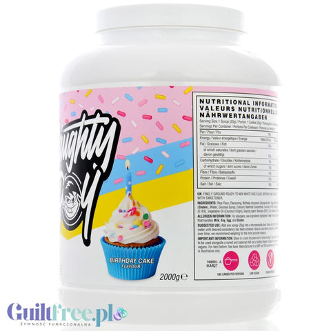 Naughty Boy Cream of Rice, Birthday Cake 2kg - sugar free rice gruel, recovery workout meal, Birthday Cake