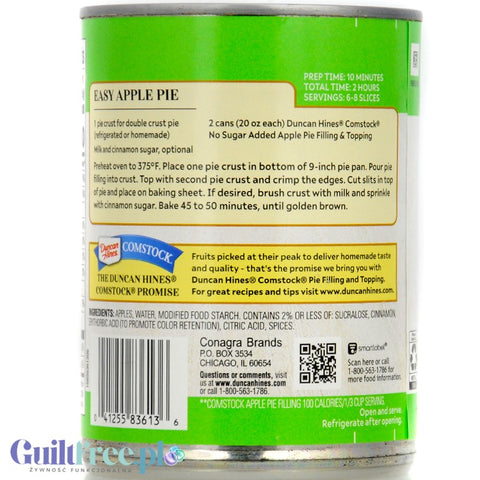 Duncan Hines No Sugar Added Apple Pie Filling - ready-made apple pie filling without added sugar