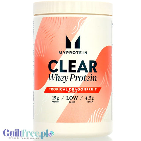 MyProtein Clear Whey Protein Tropical Dragonfruit - clear, lightweight hydrolysate with dragon fruit flavor, 20g protein