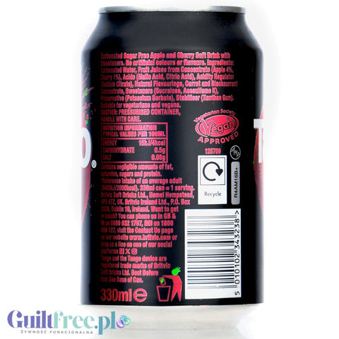 Tango Sugar Free Cherry 330ml - zero kcal sugar free drink with cherry flavor