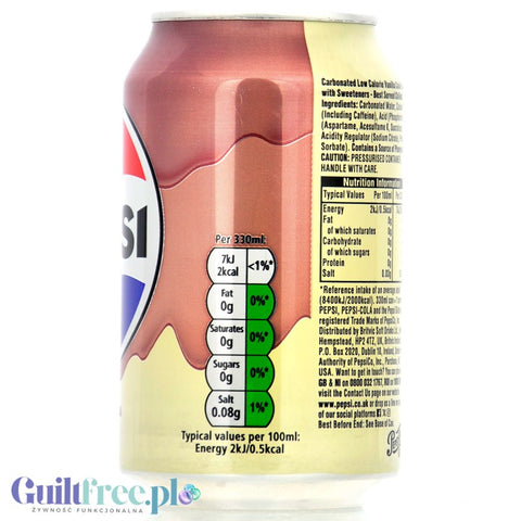 Pepsi Max Cream Soda 330ml - cream Pepsi Max without sugar and calories in a can