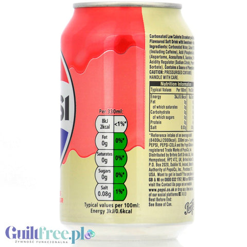 Pepsi Max Strawberries & Cream Soda 330ml - cream and strawberry Pepsi Max without sugar