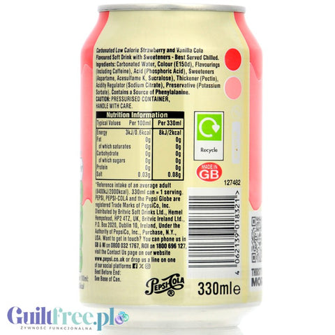 Pepsi Max Strawberries & Cream Soda 330ml - cream and strawberry Pepsi Max without sugar