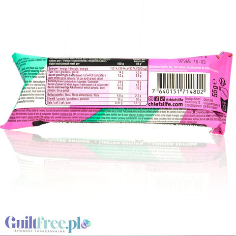 Chiefs Protein Bar Birthday Cake - protein bar, Birthday Cake, 20g protein & 200kcal