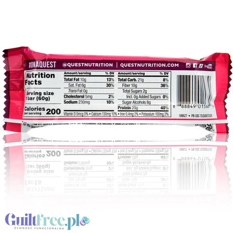 Quest Strawberry Shortcake BOX 12 szt - baton proteinowy bez cukru i maltitolu, smak Ciasto Truskawkowe