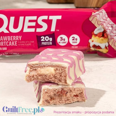 Quest Strawberry Shortcake - sugar and maltitol free protein bar, Strawberry Cake flavor