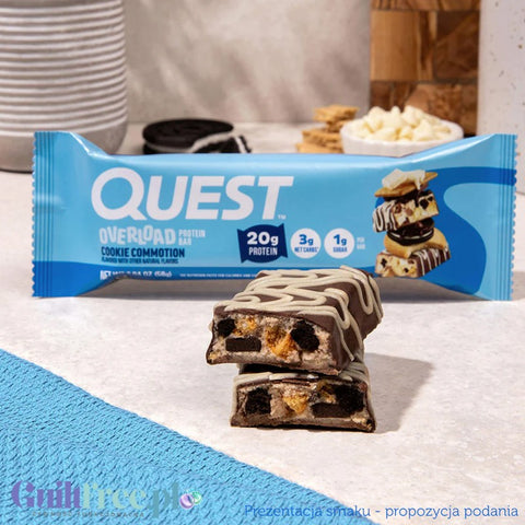 Quest Overload Cookie Commotion - baton proteinowy bez cukru i maltitolu, smak Karmel, Ciasteczka & Czekolada