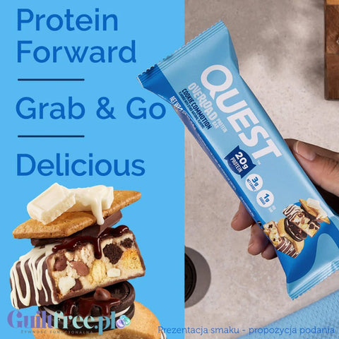 Quest Overload Cookie Commotion - baton proteinowy bez cukru i maltitolu, smak Karmel, Ciasteczka & Czekolada