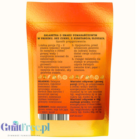 Funky Jelly Orange Jelly x 3 servings - sugar-free orange flavored jelly.