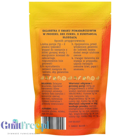 Funky Jelly Orange Jelly x 15 servings - sugar-free orange flavored jelly.