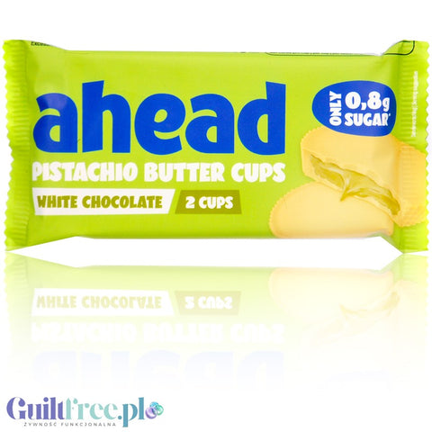 Ahead White Chocolate & Pistachio Creme Cups - czekoladki z nadzieniem pisatacjowym w białej czekoladzie