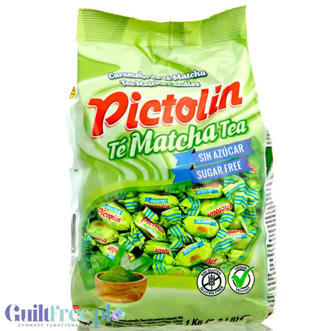 Pictolin Matcha Tea 1kg - cukierki bez cukru z ekstraktem zielonej herbaty matcha