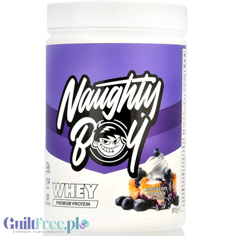 Naughty Boy Whey Premium Protein Blueberry Cobbler 900g - a nutrient dense protein supplement WPI, WPC & MPC.
