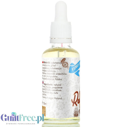Funky Flavors Sweet Rum - sweetened rum food flavor, in the form of intensely sweetening flavor drops for dishes.