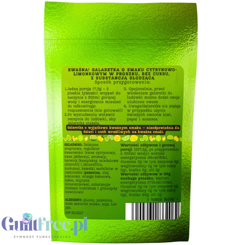 Funky Jelly Lemon Lime SUPER SOUR x 3 servings - Sour sugar-free jelly with lemon lime flavor