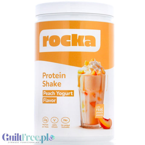 Rocka Nutrition Protein Shake Peach Yogurt 0,9kg - wegańska odżywka białkowa 4 źródła białka