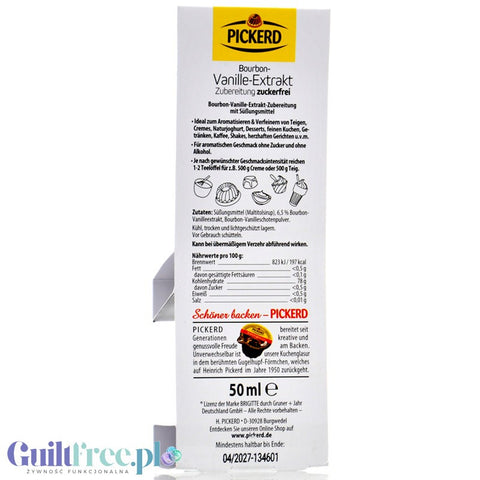 Pickerd Bourbon Vanille Extrakt - wegański ekstrakt z wanilii bez cukru i alkoholu