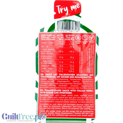 Inlead Premium Sauce Italian Allrounder, 20g sachet - vegan tomato sauce with Italian herbs without sugar only 16kcal