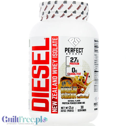 Perfect Sport Diesel 100% Whey Isolate Bubble Tea Brown Sugar - izolat WPI z Nowej Zelandii bez cukru i tłuszczu