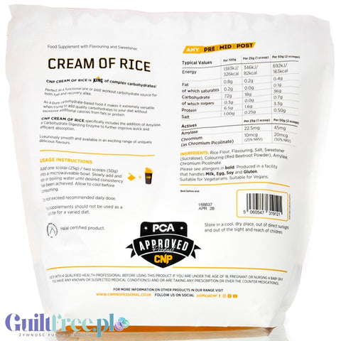 CNP Cream of Rice, Cherry Bakewell 2kg - kleik ryżowy bez cukru, regeneracyjny posiłek treningowy