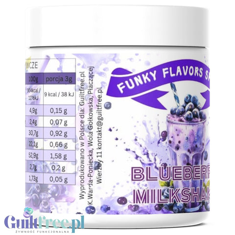 Funky Flavors Splash Blueberry Milkshake 50g - aromat słodzący w proszku bez cukru, smak Szejk Jagodowy