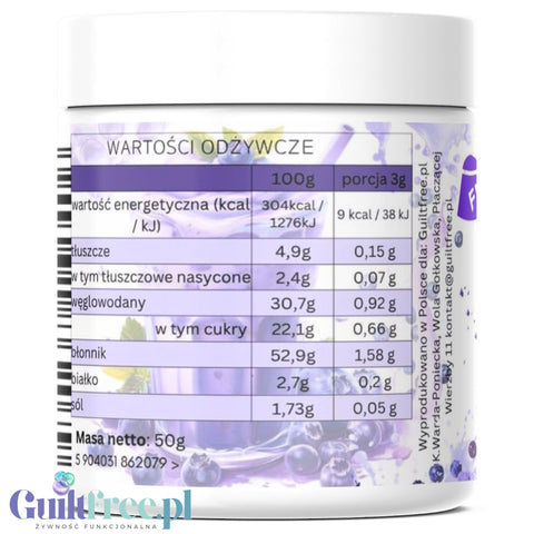 Funky Flavors Splash Blueberry Milkshake 50g - aromat słodzący w proszku bez cukru, smak Szejk Jagodowy