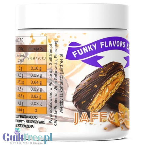 Funky Flavors Splash Jaffa Cake 50g - skoncentrowany aromat słodzący w proszku Biszkoptów z Galaretką Pomarańczową i Czekoladą
