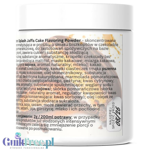 Funky Flavors Splash Jaffa Cake 50g - skoncentrowany aromat słodzący w proszku Biszkoptów z Galaretką Pomarańczową i Czekoladą