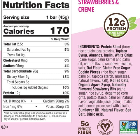 Lenny & Larry's Complete Cookie-fied Bar Strawberries & Creme - vegan cookie bar 12g protein
