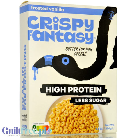 Crispy Fantasy Protein Cereal Frosted Vanilla - proteinowe płatki śniadaniowe bez glutenu 28% białka