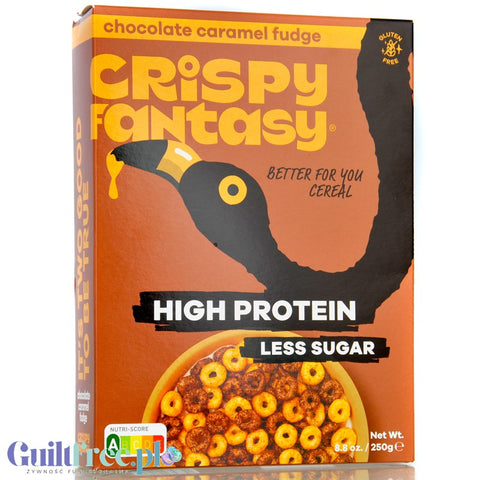 Crispy Fantasy Protein Cereal Chocolate Caramel Fudge - proteinowe płatki śniadaniowe bez glutenu 28% białka
