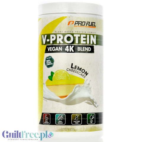 Pro Fuel V-Protein 4K Lemon Cheesecake 750g - wegańska odżywka proteinowa o smaku cytrynowego sernika