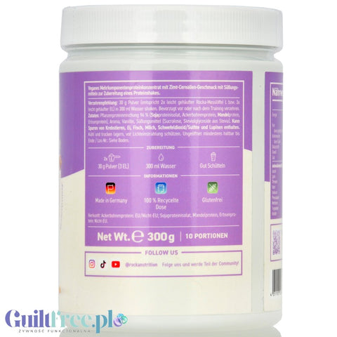 Rocka Nutrition Protein Shake Cinnamon Cereal 300g - wegańska odżywka białkowa, smak Płatki Cynamonowe