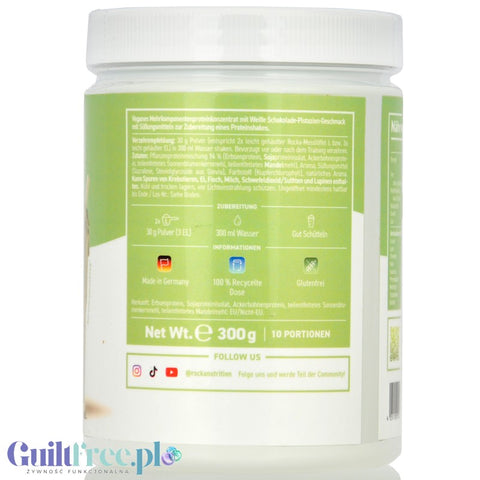 Rocka Nutrition NO WHEY White Choco Pistachio 300g, vegan protein powder