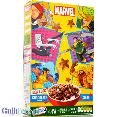 Weetabix Marvel Chocolate Stars - whole grain breakfast cereal with iron and vitamins