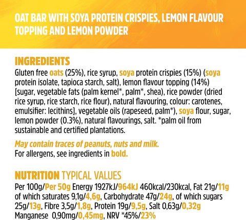 Trek Protein Flapjack Smooth Lemon - vegan gluten-free protein bar with lemon topping