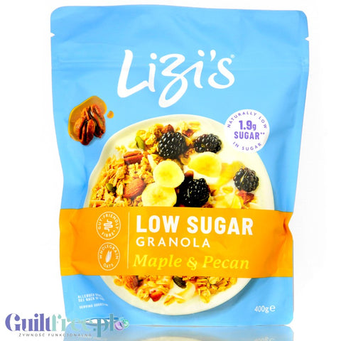Lizis Low Sugar Maple & Pecan 400g - low sugar granola low GI, Maple Syrup & Pecans