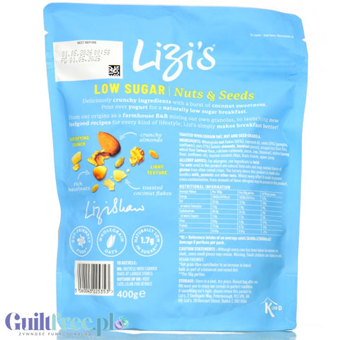 Lizi's Low Sugar Nuts and Seeds 400g - granola płatki śniadaniowe bez dodatku cukru