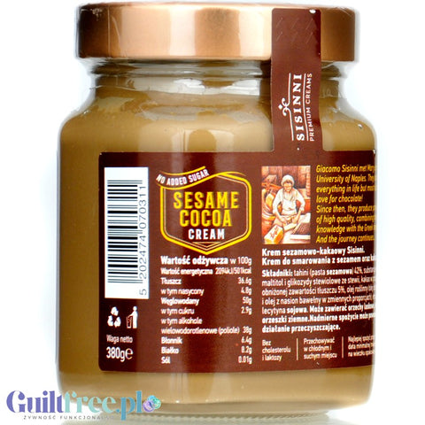 Sisinni Premium Creams Sesame Cocoa Cream Stevia - krem sezamowo-kakaowy, bez cukru, ze stewią
