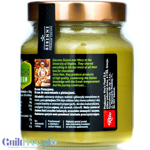 Sisinni Premium Pistacchio Cream Stevia - krem pistacjowy, bez cukru, ze stewią