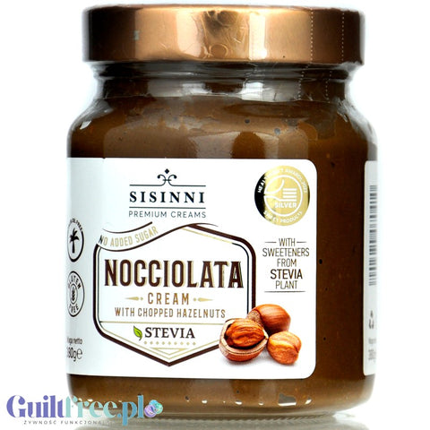 Sisinni Premium Creams Nocciolata Cream Stevia - krem z orzechami laskowymi i kakao, bez cukru, ze stewią