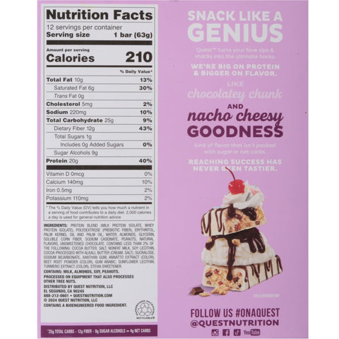 Quest Overload Sundae Funday BOX 12 szt - baton proteinowy bez cukru, 20g białka & 210kcal