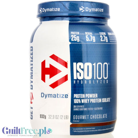 Dymatize ISO100 Hydrolyzed Whey Protein Gourmet Chocolate - sugar free protein supplement 25g protein, WPI & Hydrolysate