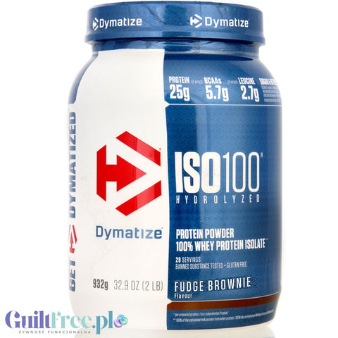 Dymatize ISO100 Hydrolyzed Whey Protein Fudge Brownie - sugar free protein supplement 25g protein, WPI & Hydrolysate
