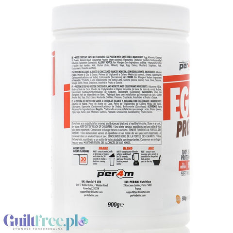 Per4m Egg White Protein White Chocolate Hazelnut - egg white albumin protein supplement
